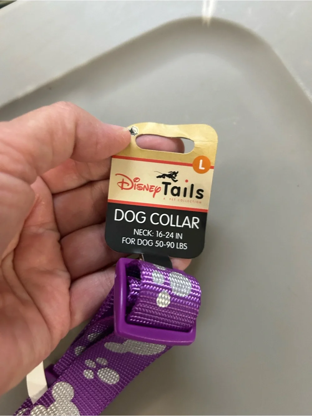 Disney Tails Purple Mickey Paw Adjustable Dog Collar